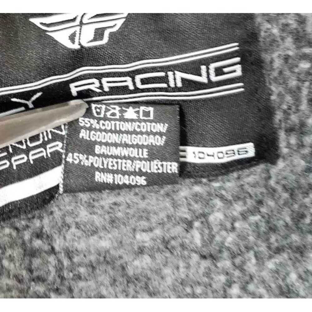 FLY RACING Full Zip Hoodie Sweater Men sz Medium Logo Thumbholes Dark Charcoal - Picture 4 of 7